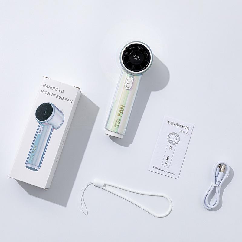 

Portable Transparent USB Handheld Fan with High-Speed Cooling, Smart Display, and Lanyard Refrigeration (No Digital Display)