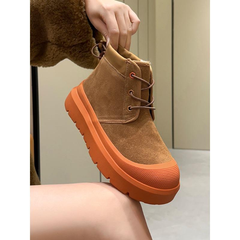 Wang Yi Bonum Snow Boots Women's Winter New Casual Platform Martin Boots Fleece Thickened Cotton Shoes