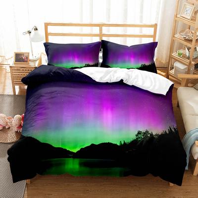 Ensemble de housse de couette Aurores Boréales Taille King Full Merveilles Naturelles Housse de couette en Polyester Pour Enfants Adolescents Ensemble de literie Housse de couette