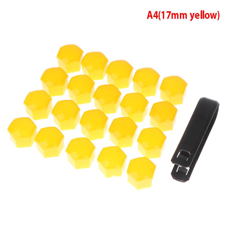 20pcs/set 17/19mm Wheel Lug Bolt Nut Cap Dustproof Cover With Removal Tool Key Car Accessories Multiple Colour