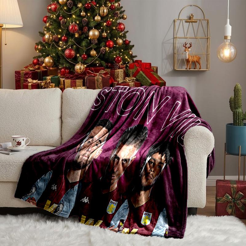 Aston Villa Fc Crest Throws Blanket Flannel Blankets Plush for Couch Bed Gifts for Men Women Travel picnic blanket Christmas fan gifts