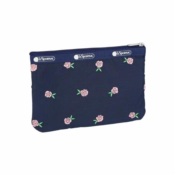 Pink Rose Embroidery 3Zip Cosmetic Pouch [7158.HF59]
