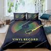 Musical Bedding Set Queen Size Music Theme Bedding Duvet Cover Set for Boys Decor Disc Comforter Cover Set Record Quilt Cover