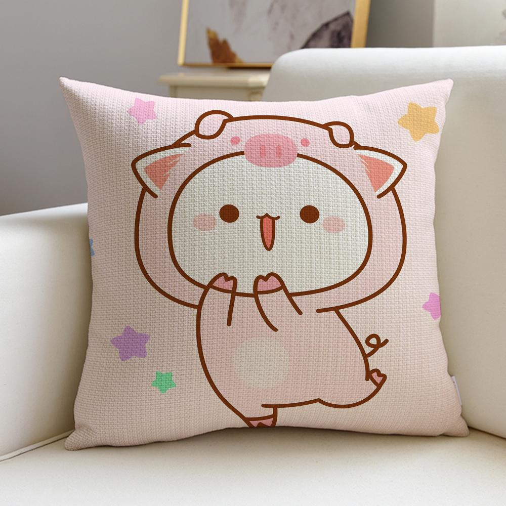 Squishy MMochi CatS Cushion Cover Breathable and skinfriendly linen pillowcase square removable and washable cushion
