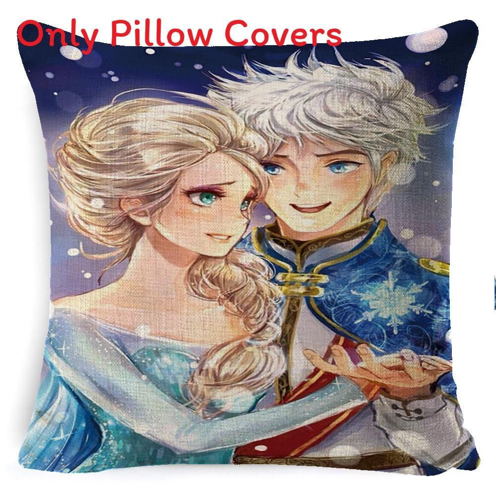 The Frozen Snow Queen Cartoon Cushion Cover Linen Material Cozy Spaces Home