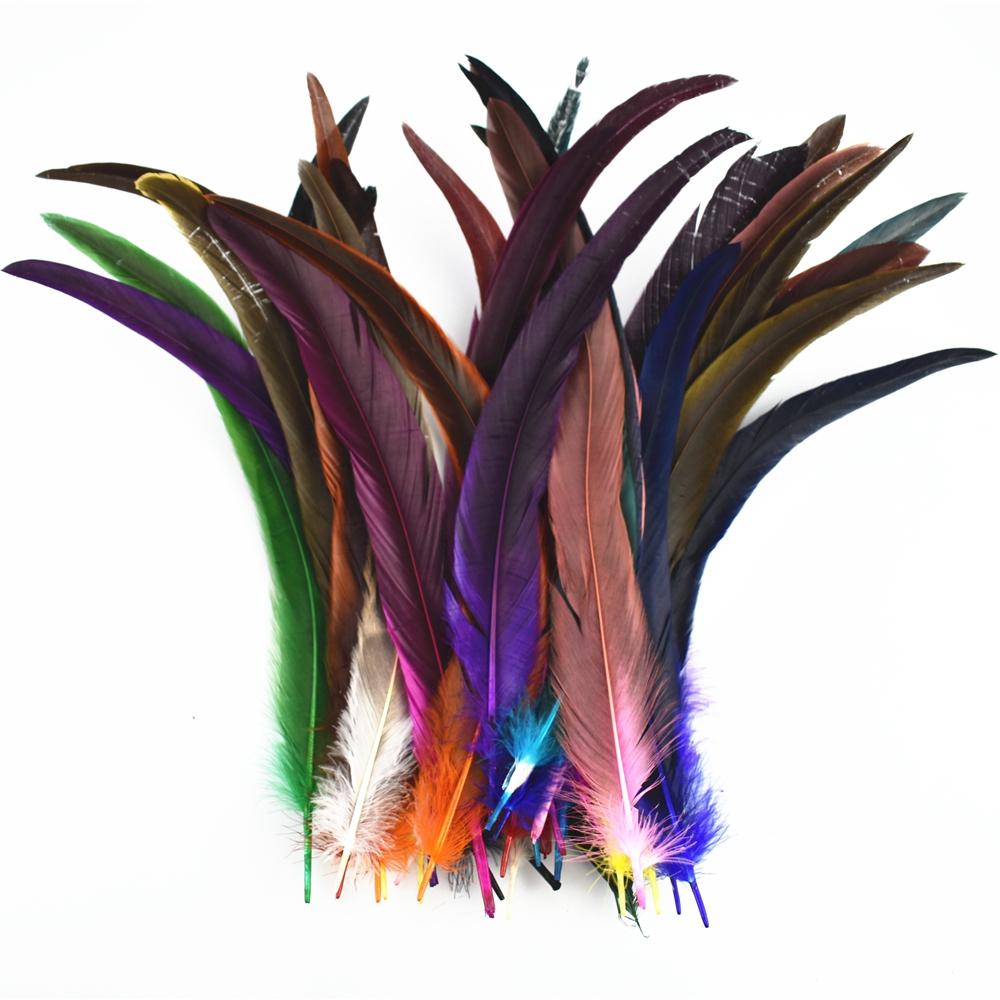 100Pcs Natural Rooster Feathers for Decoration 25-35cm 10-12" Chicken Pheasant Carnival Handicraft Accessories Decor For Clothes
