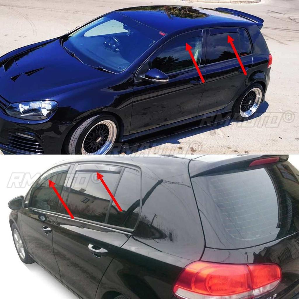 4PCS Front Car Window Wind Sun Rain Visor Deflectors Tinted Windows Shield for VW Golf 6th Gen MK6 2009 2010 20112012 2013