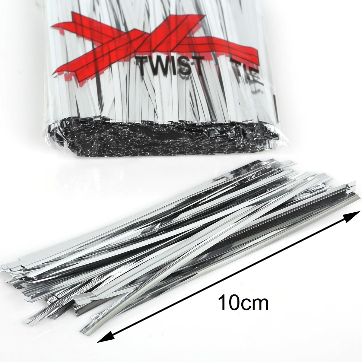 

800 шт. Упаковка для весільного торта, вечірка, практичні металеві стрічки, закручена краватка, дротяний мішок, цукерки, подарунок, льодяник, прикраса дому 10cm срібний