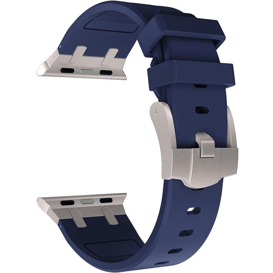 Silicone Strap for Apple Watch 1/2/3/4/5/6/7/8/9/10/11/SE Ultra 1/2/3 42/44/45/46/49mm, Navy Blue