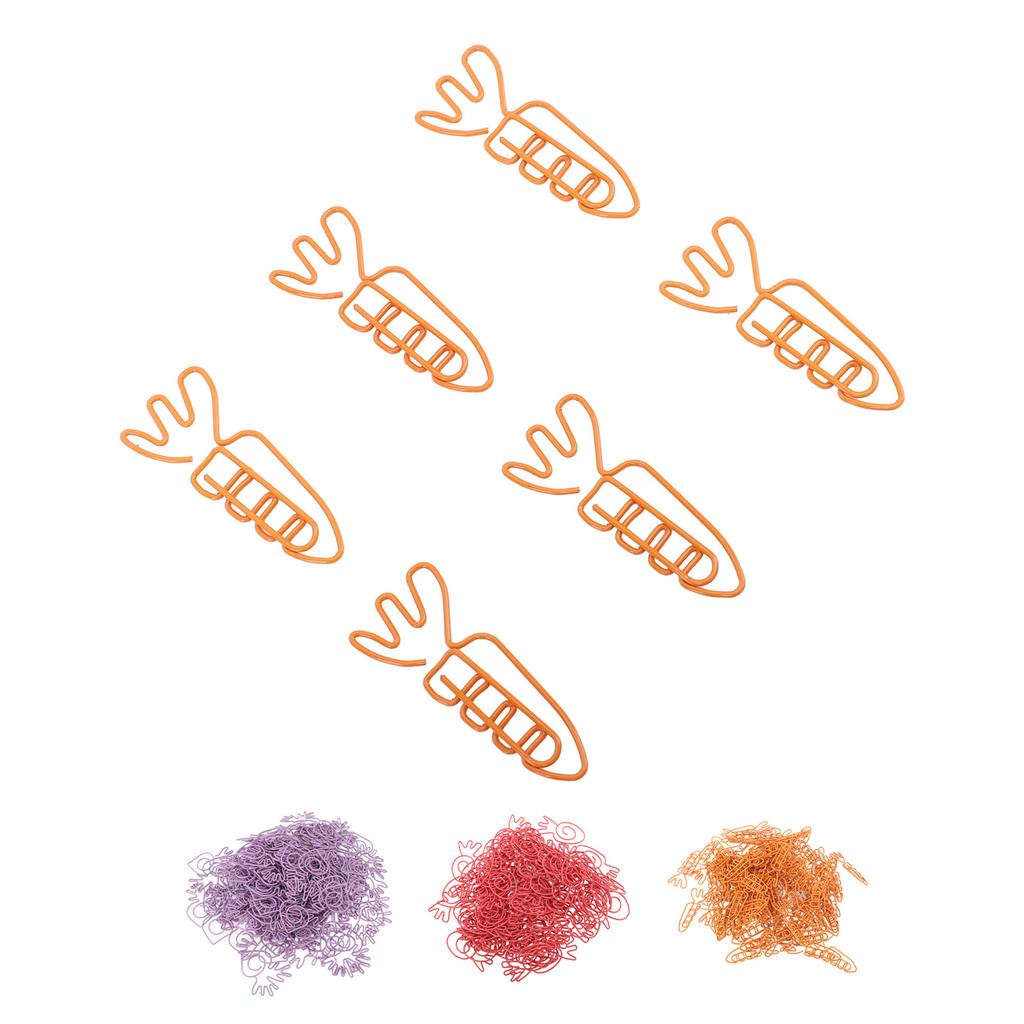 100Pcs Carrot Paper Clips Carrot Shape Strong Metal Anti Slip Rustproof Cute Paper Clips for Documen