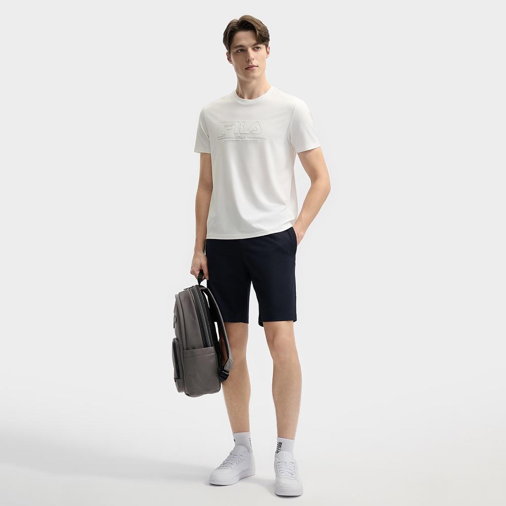 Fila White Series Simple Comfortable Versatile Knitted Short Sleeve T-Shirt Men Tops F11M523101F-WT