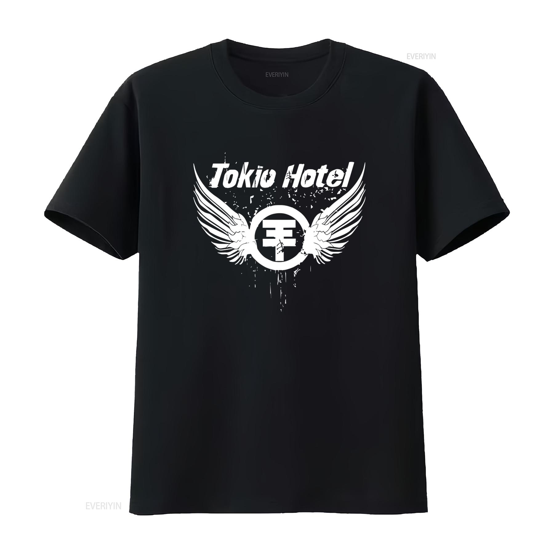 

Tokio Hotel Retro T Shirt Tom Kaulitz with Wings and Symbol Design vintage Washed Stylish homme Top For Everyday Wear 4XL