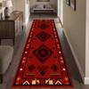 Boho Red Tribal Diamond Geometric Extra Long Hallway Runner Floor Mat Anti-slip Entryway Indoor Carpet Home Decoration