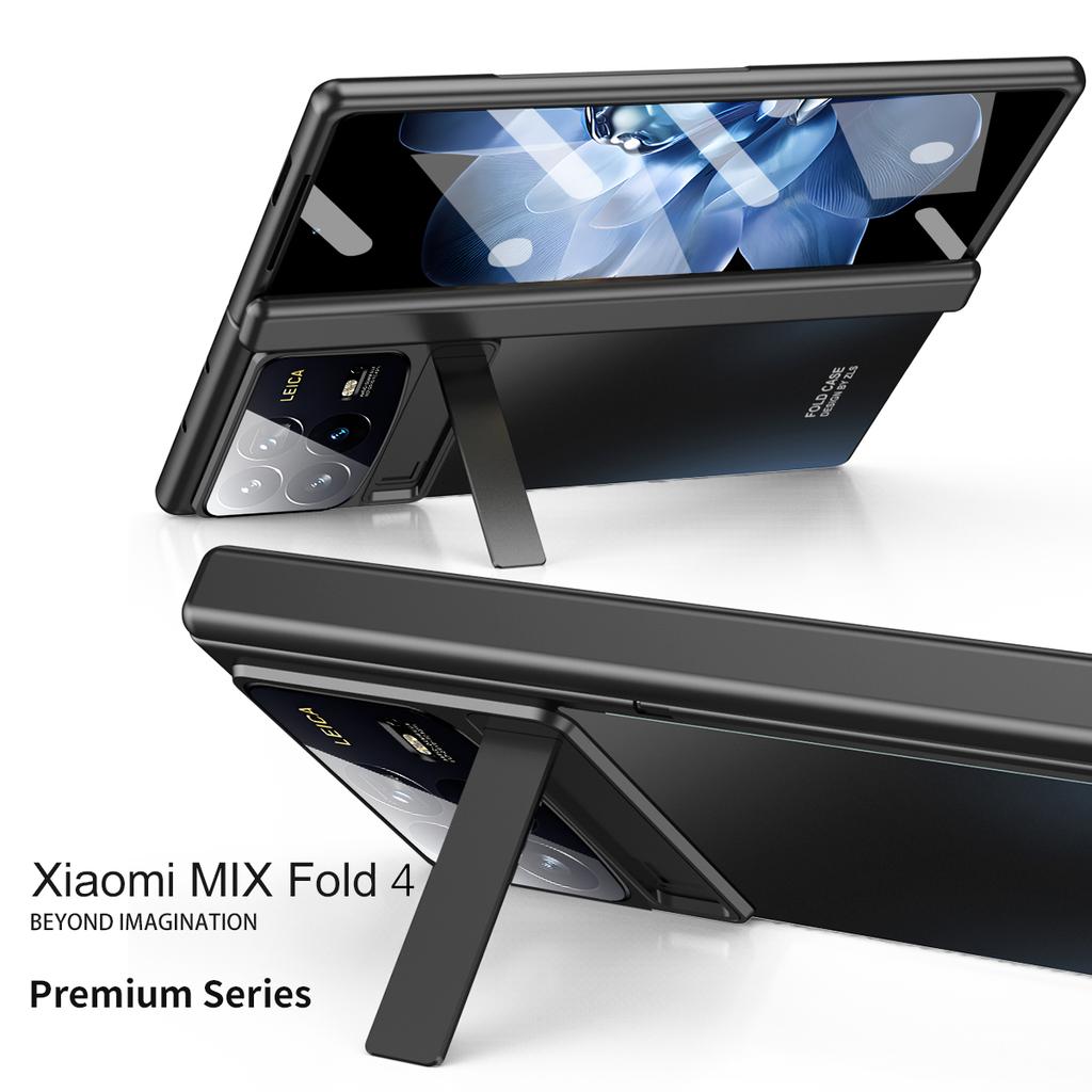 Für Xiaomi Mix Fold 4 5G Hülle Ständer Scharnierdesign PC Handyhülle mit gehärteter Glasfolie