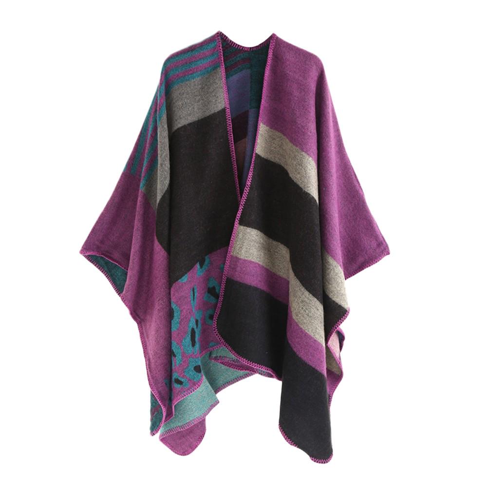 Women Winter Thick Leopard Stripe Cashmere Scarf  Shawl Wrap Cover Coat
