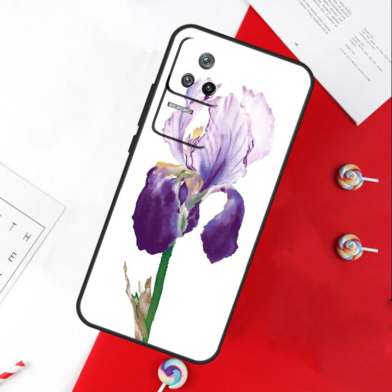 Iris Purple Flower Watercolor Cover For Xiaomi 14 Ultra 15 13 11T 12T 13T 14T Pro POCO X7 Pro X3 X5 X6 M6 F5 F6 Pro Case