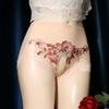 Women Sexy Lace Underwear Open Crotch Panties Floral Embroidery See Through Lingerie Sheer Thong G-String Breathable Underpants