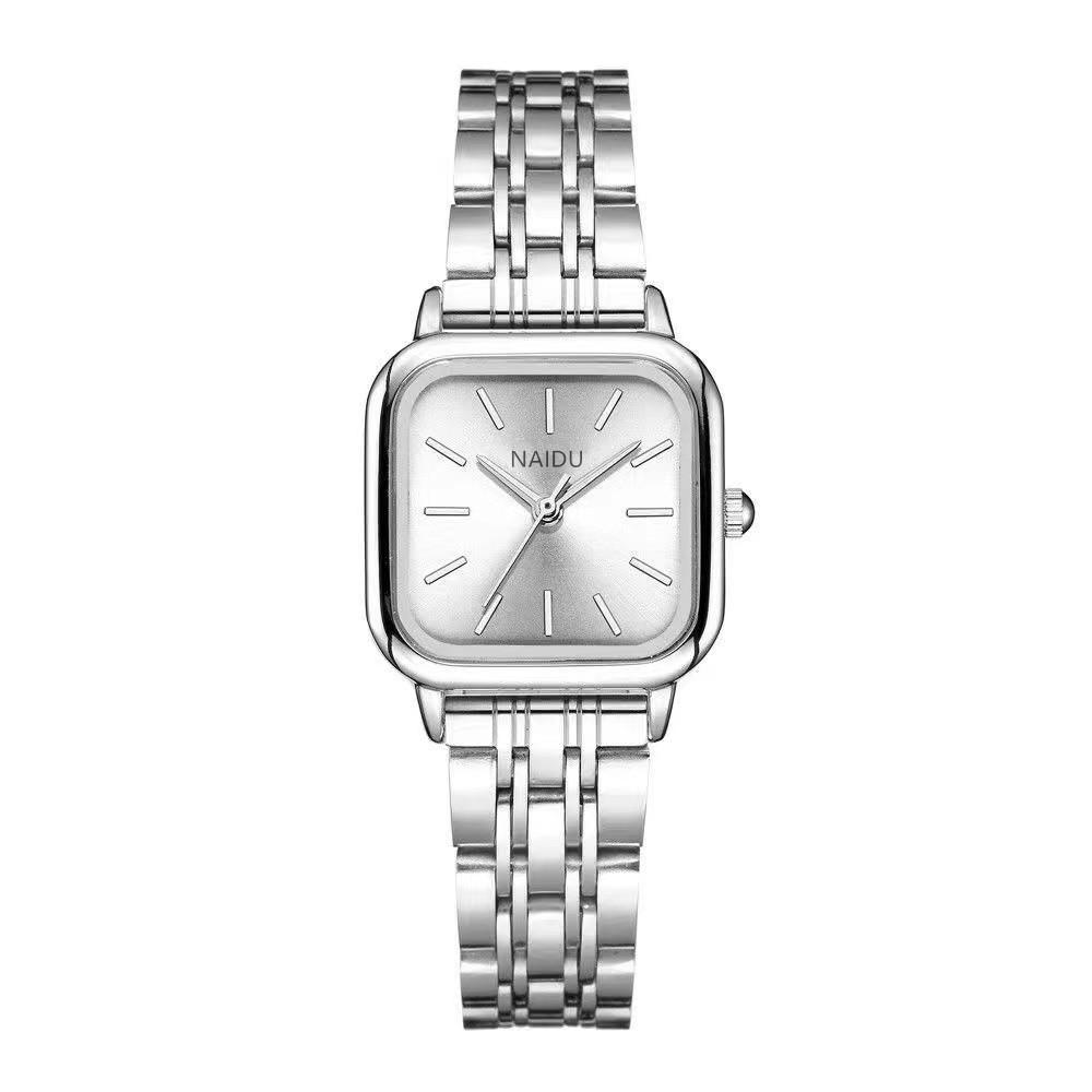 New Fashion Square Dial Ladies' Quartz Watch with Steel Band – Versatile and High-End
