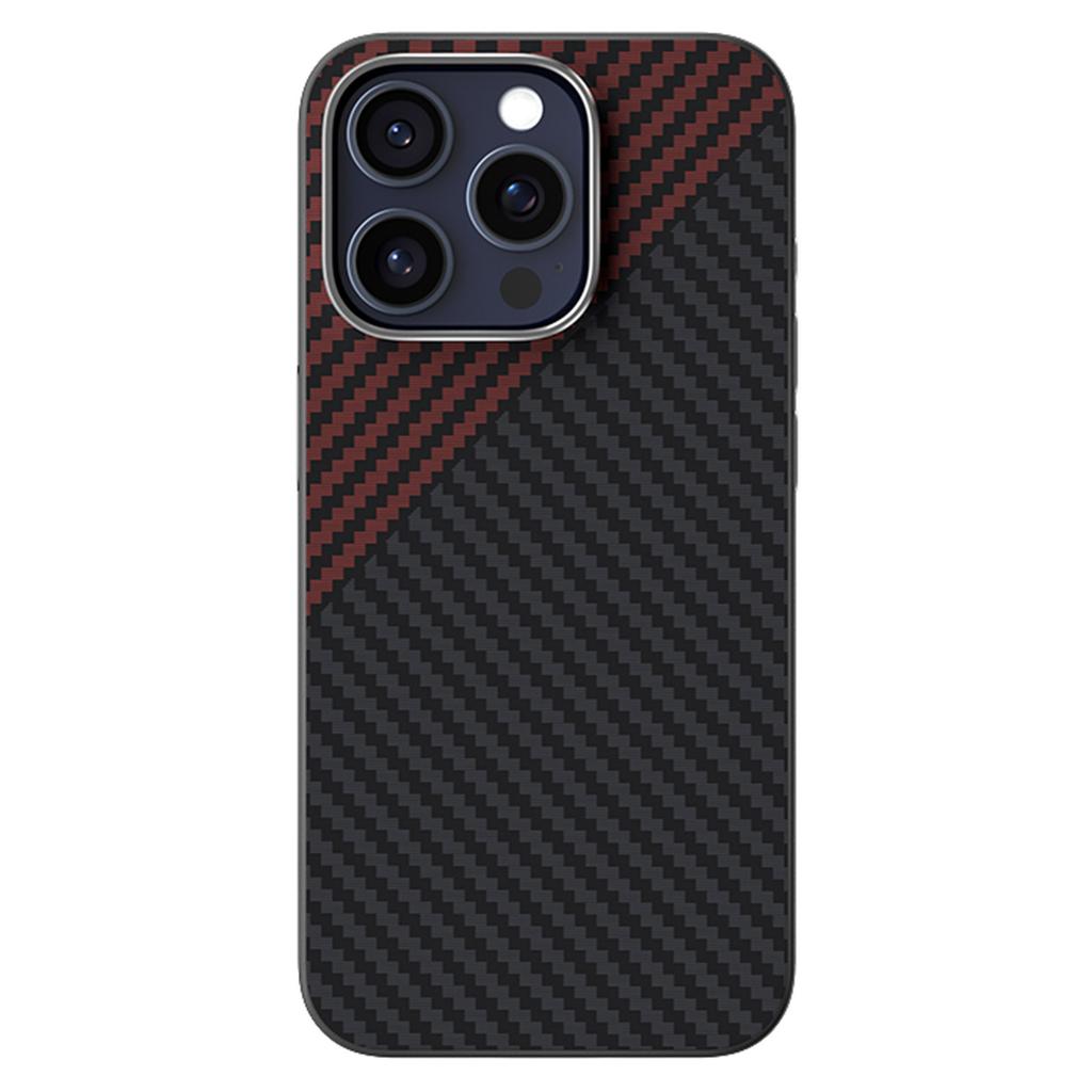 ABEEL Für iPhone 15 Pro Max Hülle Kompatibel mit MagSafe Rückseite mit Kohlefasertextur