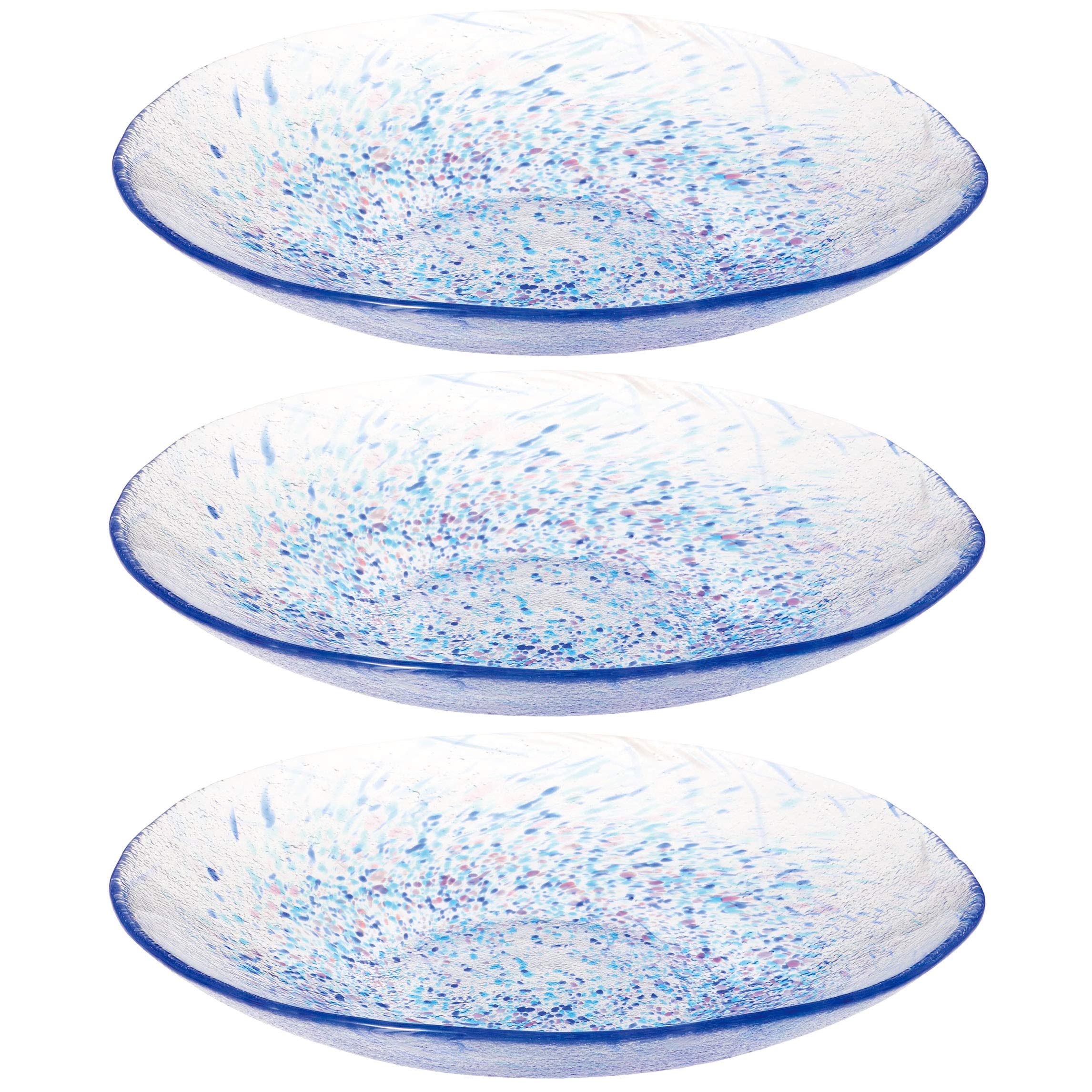 

Toyo Sasaki Glass Iro Shizuku Noodle Plates, Blue, Set of 3, Made in Japan, Large Noodle Plates, Round Plates, Glass Dishes, Tableware, WA323