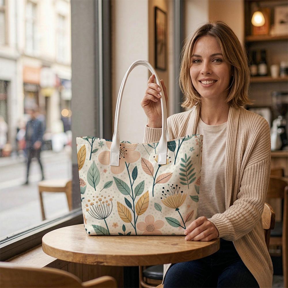 Floral Pattern Tote Bag for Women Casual Daily Lightweight Shopping Shoulder Bag Fashion Portable Outdoor Handbag
