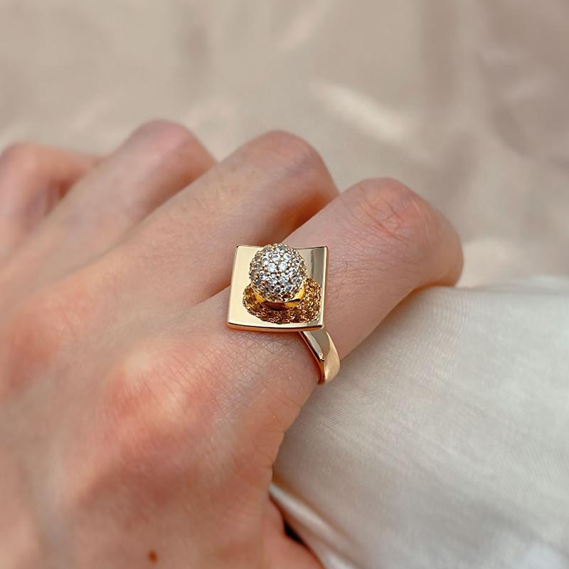 New  Rose Gold Unusual Rings For Women Micro Wax Inlay Spherical Natural Zircon Rings Wedding Trend Wedding Jewelry