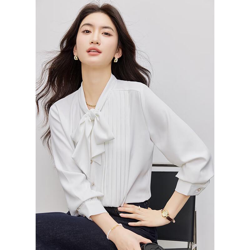 Kasey Women's Chiffon Bow Tie Long Sleeve Blouse
