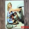 Custom Retro Pin-up Girl Car Repair Shop Tin Sign