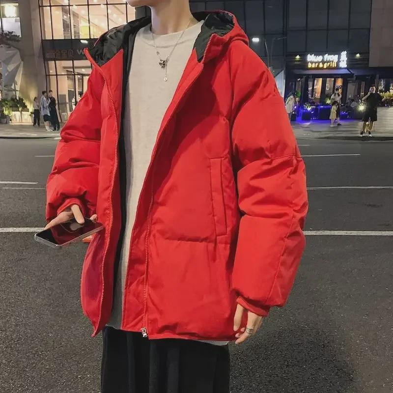 Men's Trendy Cotton Coat: 2023 Harajuku-Inspired Hooded Zipper Jacket