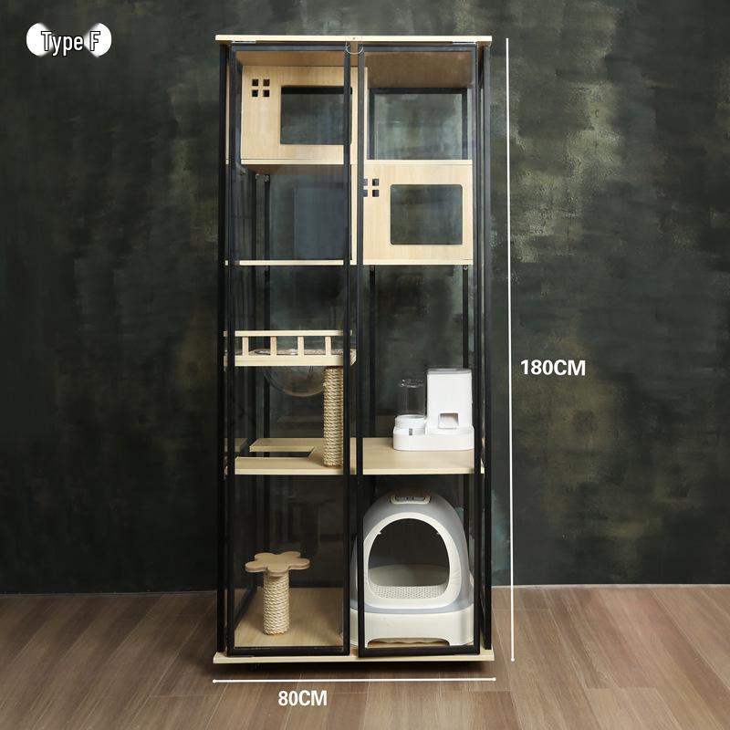 Transparent Three-Layer Luxury Indoor Cat Villa with Spacious Wood Design