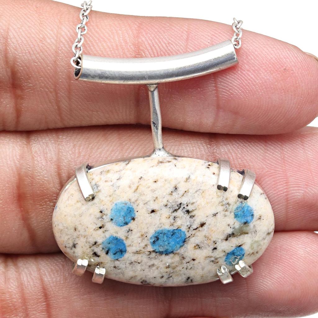 Jasper Gemstone Jewelry Necklace Silver Handmade Ethnic Macrame Thread