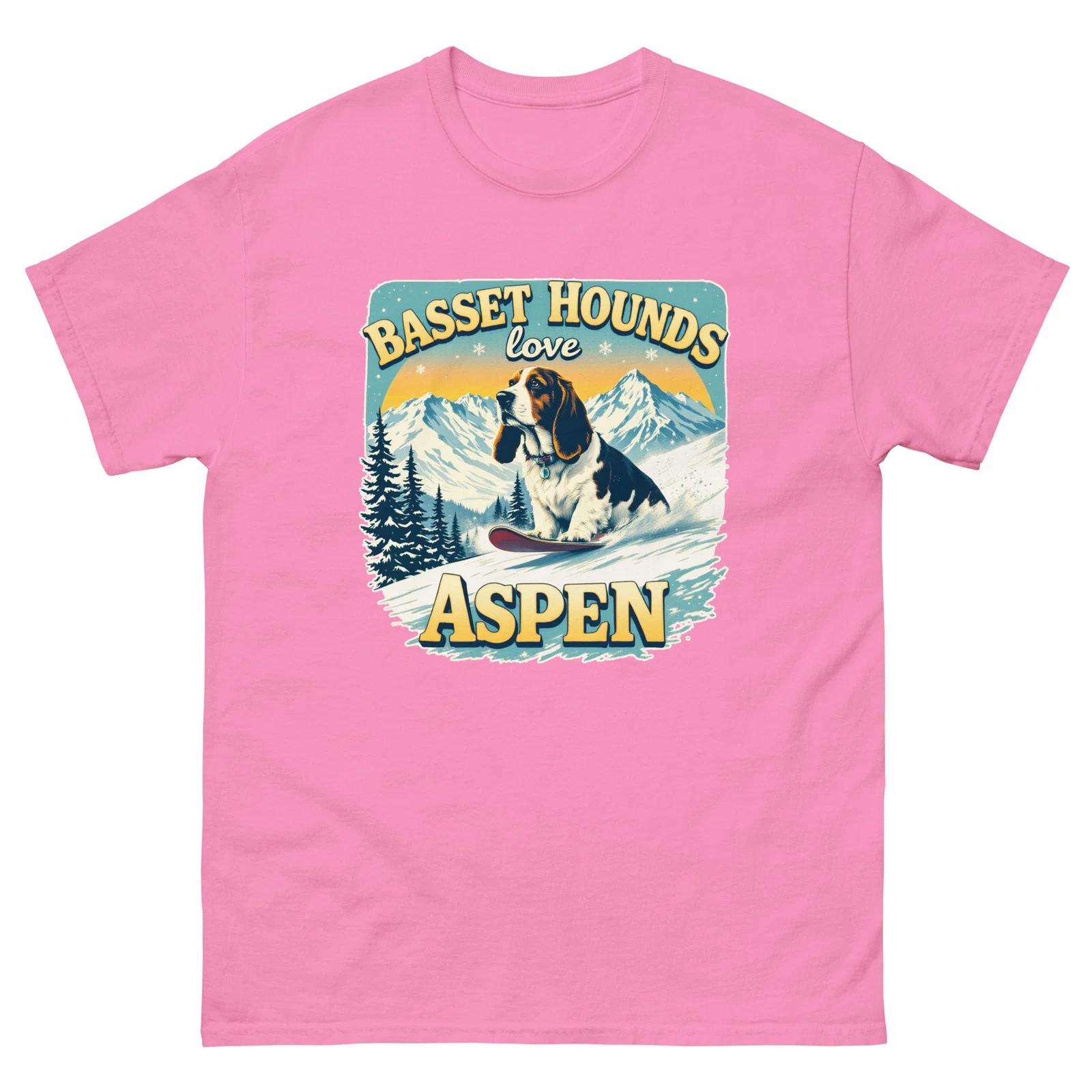 Basset Hounds Love Funny Dog Snow Ski Snowboard Aspen Unisex classic tee L