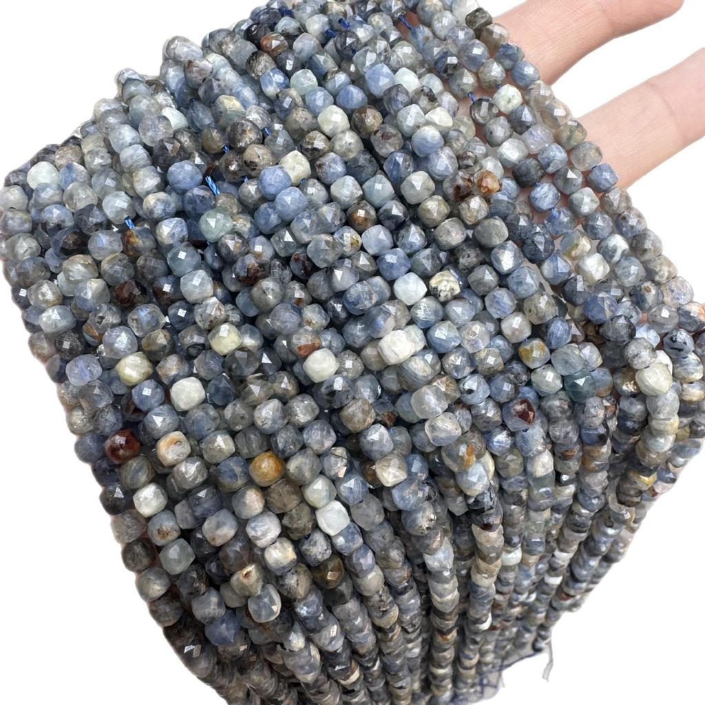 4mm Faceted Blue Kyanite Cube Beads for DIY Jewelry and Accessories