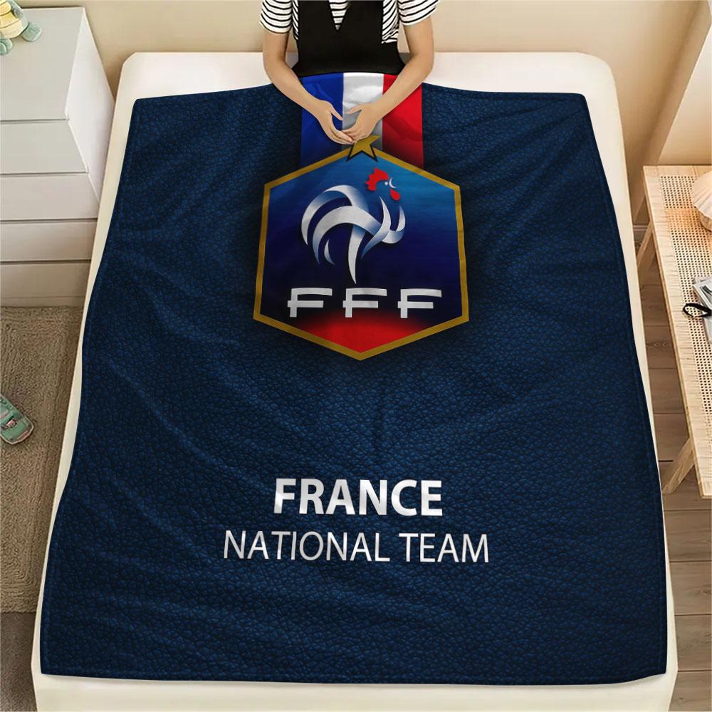 1PC France National Football Team Patterned Flannel Blanket Suitable For All Seasons for Home Decor Warmth and Comfort Gifts Holiday Present