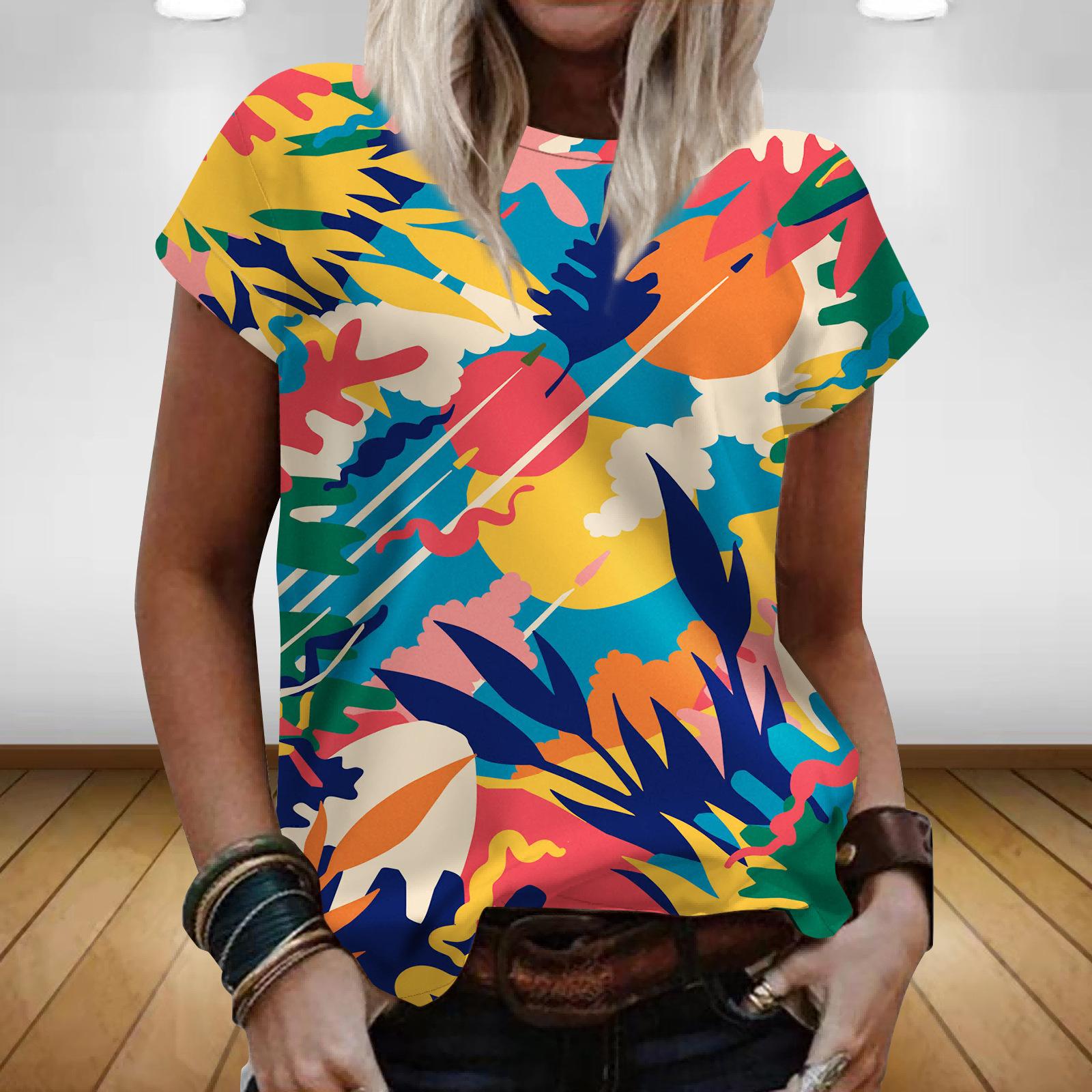 

Женский свитер с 3D-цифровой печатью, свободный, круглый вырез, городской, повседневный, с короткими рукавами 8xl