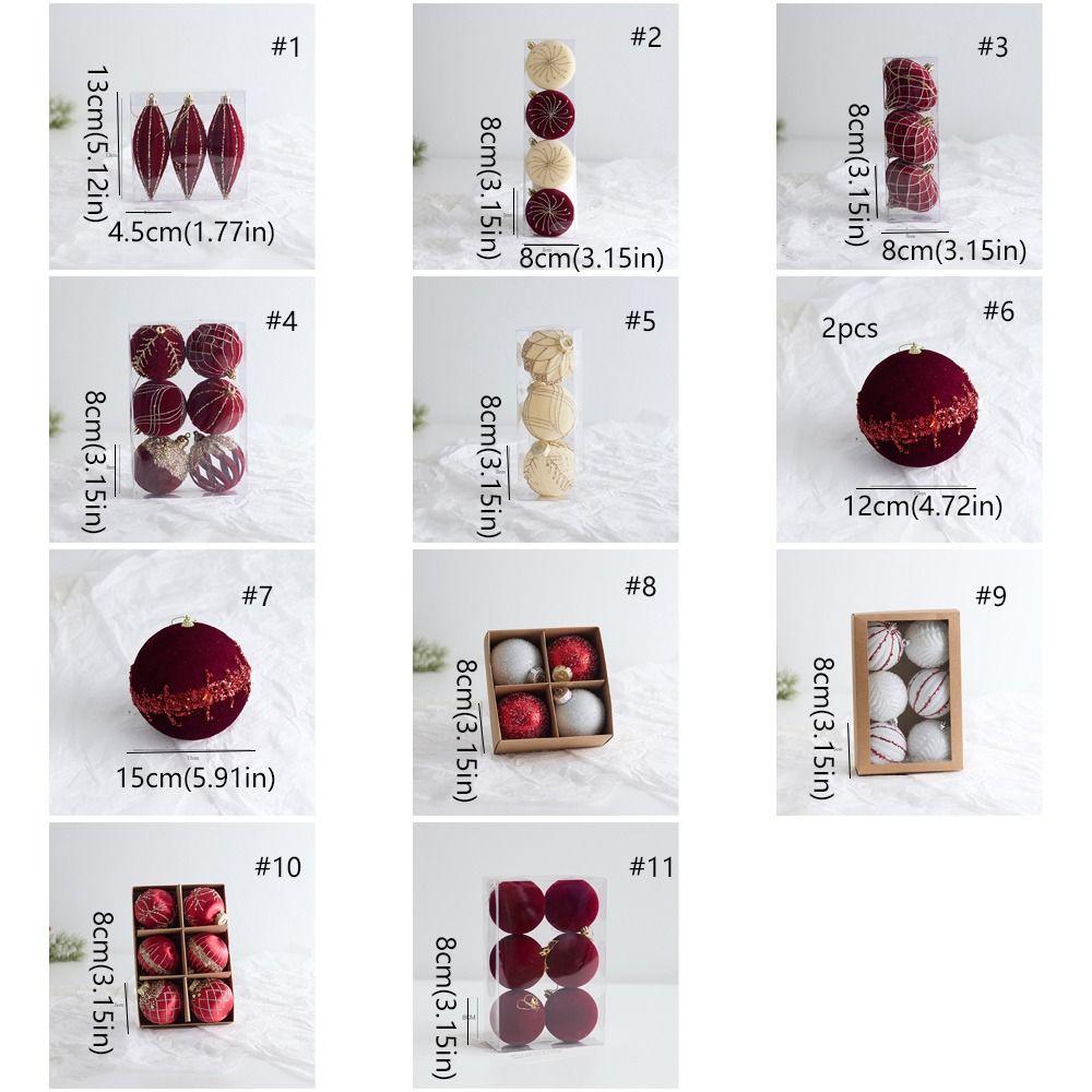 Glitter Flocked Christmas Balls Pendant Wine Red Merry Christmas Decor  Home New Year Decor