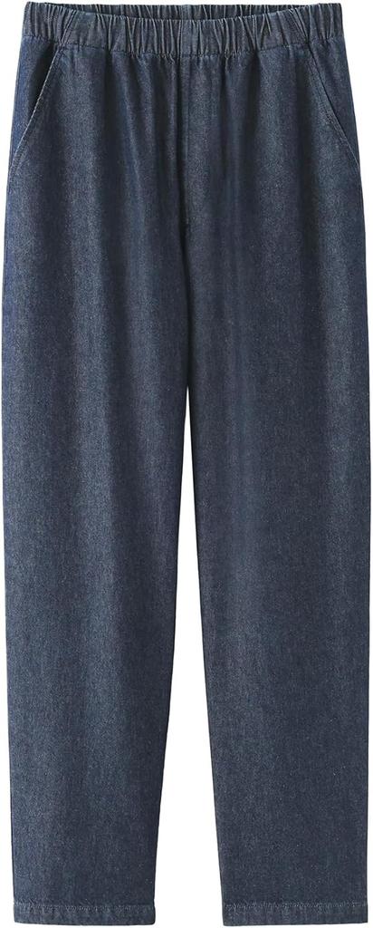 MUJI Washed Denim Easy Tapered Pants Women