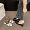 Fashion Hollow Single Shoes 2025 Spring and Summer New Medium and Chunky Heel Baotou Shallow Mouth Casual Women's Sandals