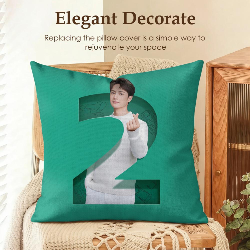 Actor WWang Yibo Cushion Cover Natural Linen Organic Fabric DoubleSided Printing Sofa Home Decor Gift Pillow Case