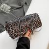 Leather PU shoulder bag with chains for women  shoulder bag  clutch bags  leopard print  crossbody bag  feminine fashion  designer bag