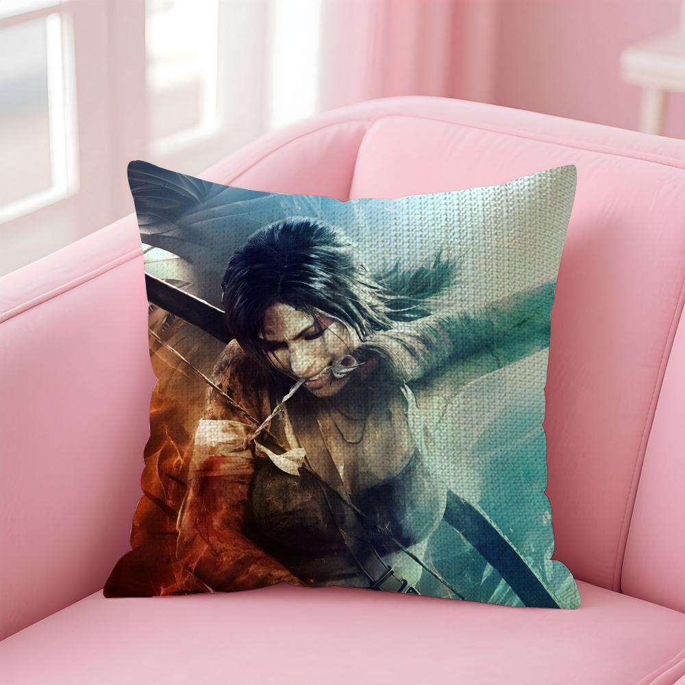 SShadow Of TombB Raider Cushion Cover Natural Linen Pillow Case DoubleSided Print Decorative Sofa Pillowcase Home Decor Gift