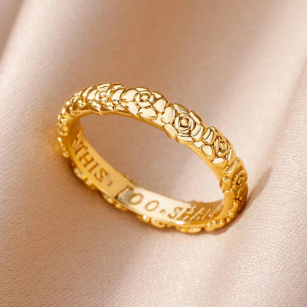 Elegant Women's Copper Ring Set with Zircon and Full Diamond Design