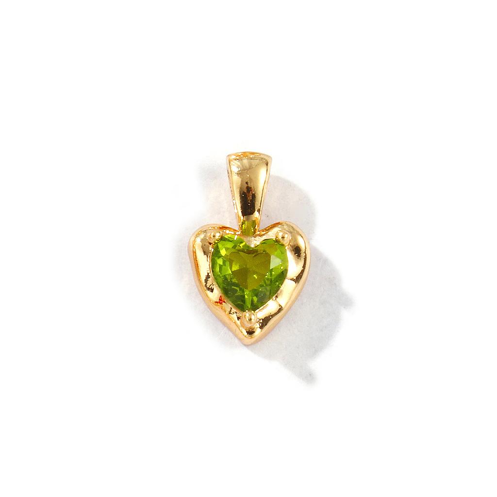 2 PCs Heart Brass & Rhinestone Birthstone Charms 18K Gold Plated Pendants For DIY Necklace Earrings Jewelry Making 12.5mm x 8mm
