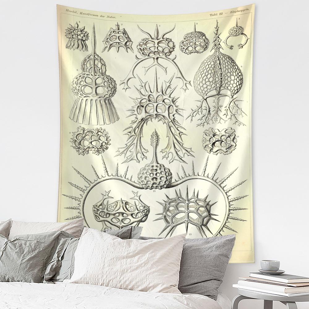 Boho Style Psychedelic Witchcraft Art Mystic Home Decor Undersea Insect Identification Map Tapestry Wall Hanging