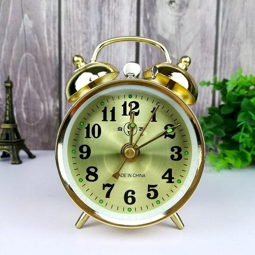 Metal Gold Desk Clock Mechanical Alarm Clock Vintage Bedside Table Clocks Silent Watch Antique Chick Pecking Rice Gift Ideas
