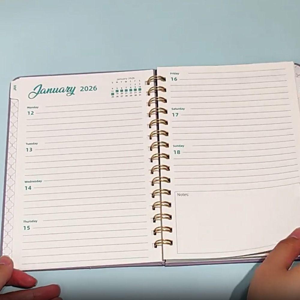 Calendar 2026 Weekly Monthly Planner PU Leather Cover Daily Notebook Daily Planner Notepad  Record