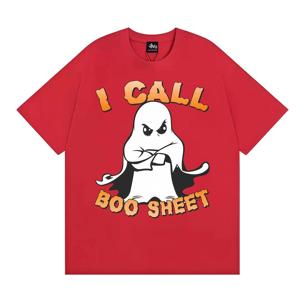 I Call Boo Sheet Ghost Funny Halloween Graphic T-shirts Men Women Fashion Vintage Short Sleeve T-shirt Summer Streetwear T Shirt S