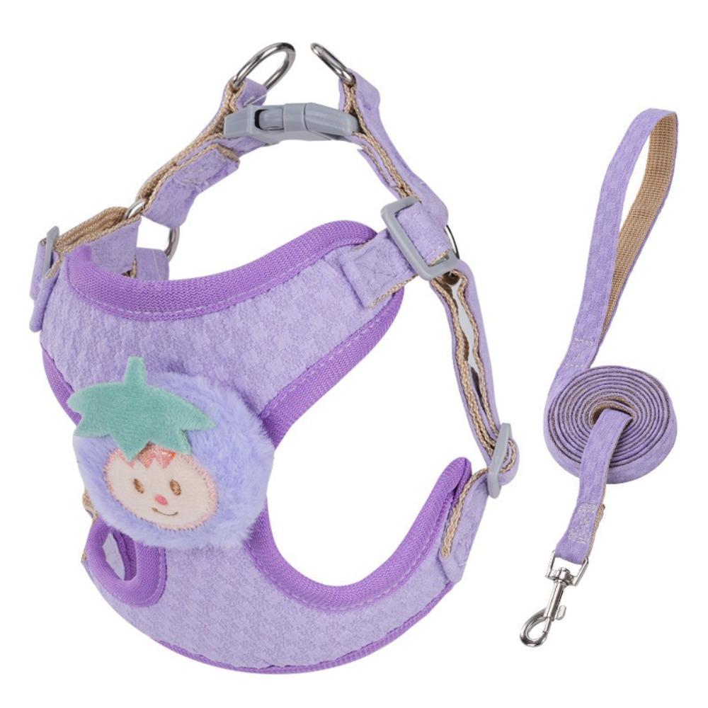 Adjustable Dog Harness and Leash Set Lightweight Pet Walking Leash Cartoon Dog Chest Strap  Outdoor