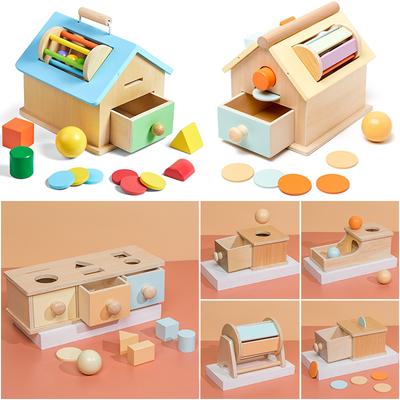 Montessori Permanent Box Baby Toys Sensory Bin Object Coin Box Ball Drop Textile Drum Fine Motor Skills Activity Educational Toy