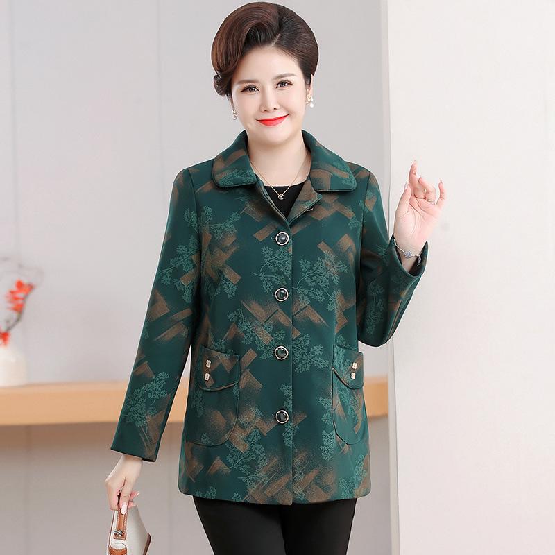 Grandma's Chic Lapel Jacket: Stylish Loose-Fit Outerwear for Middle-Aged & Elderly Women